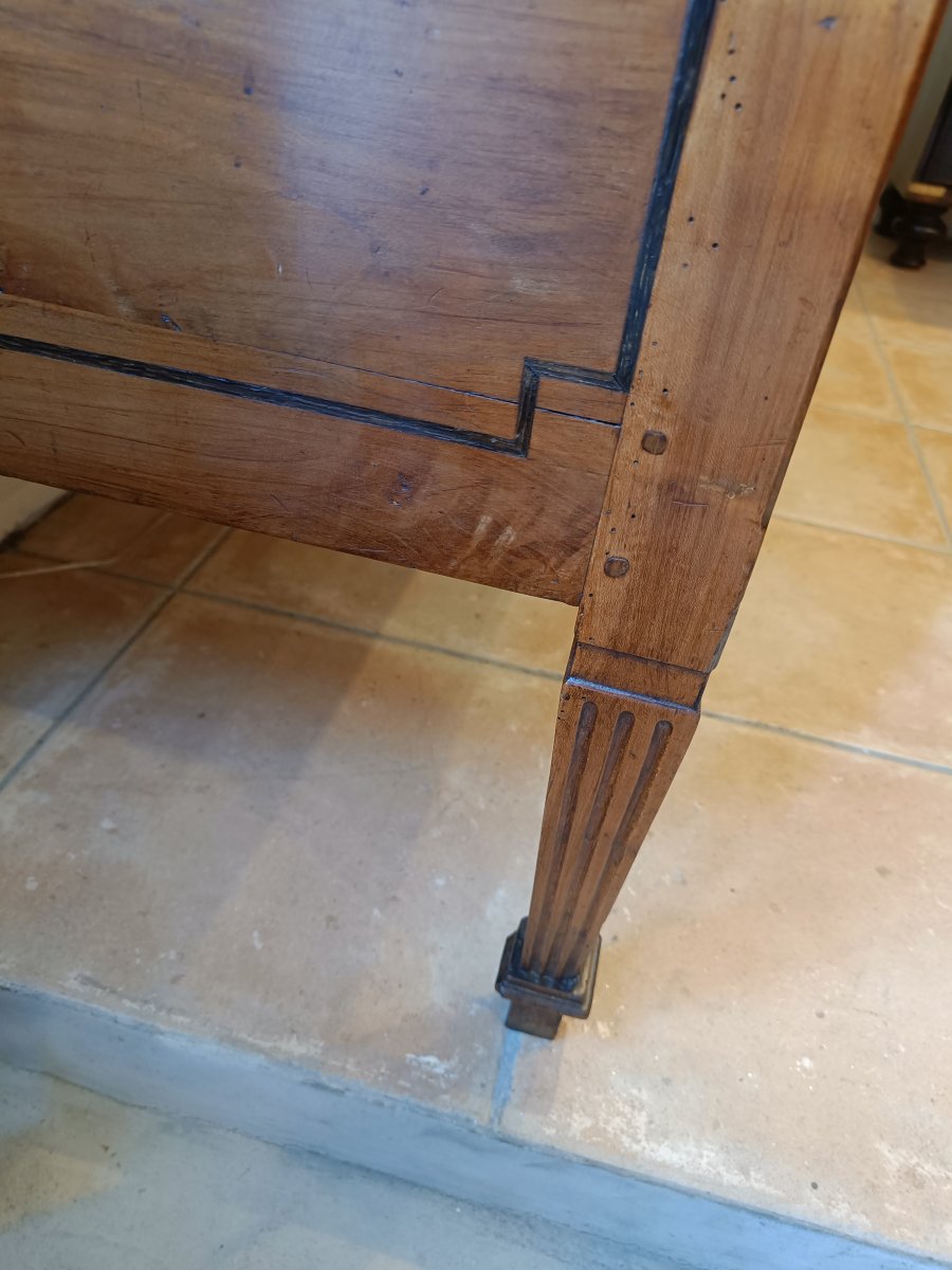 Bureau à Cylindre Directoire fin 18ème, début 19ème en Merisier et marqueterie-photo-7