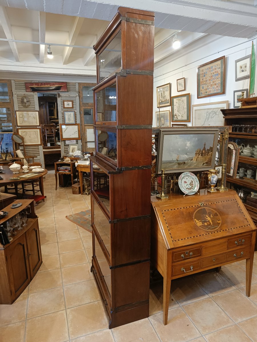 Wernicke Waterfall Large Globe Bookcase In Mahogany, With 6 Glass-fronted Cabinets And One Drawer-photo-4