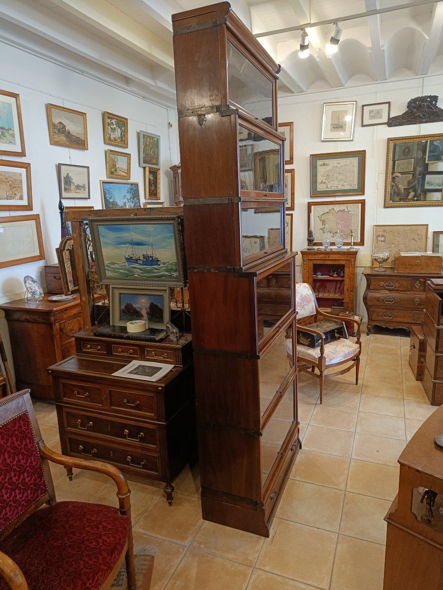 Wernicke Waterfall Large Globe Bookcase In Mahogany, With 6 Glass-fronted Cabinets And One Drawer-photo-1