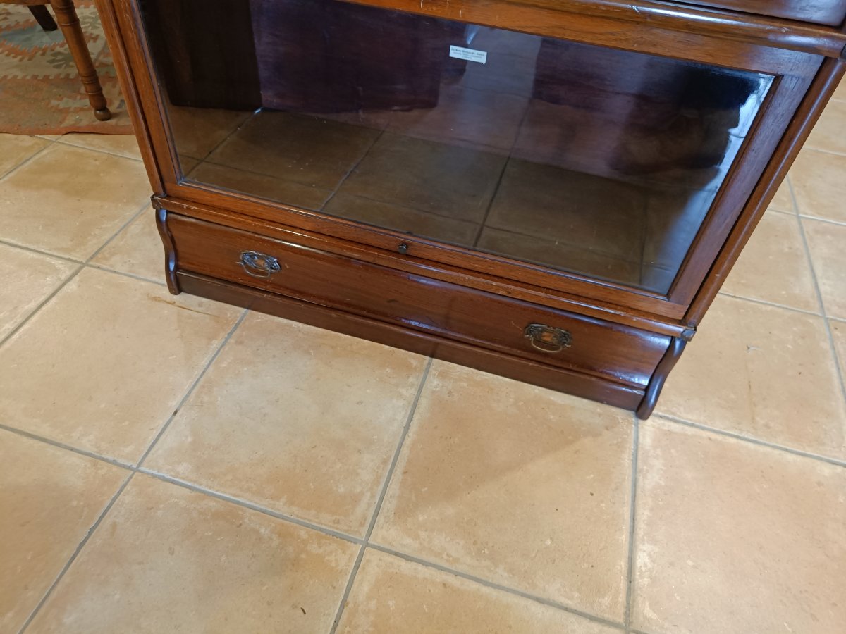 Wernicke Waterfall Large Globe Bookcase In Mahogany, With 6 Glass-fronted Cabinets And One Drawer-photo-2