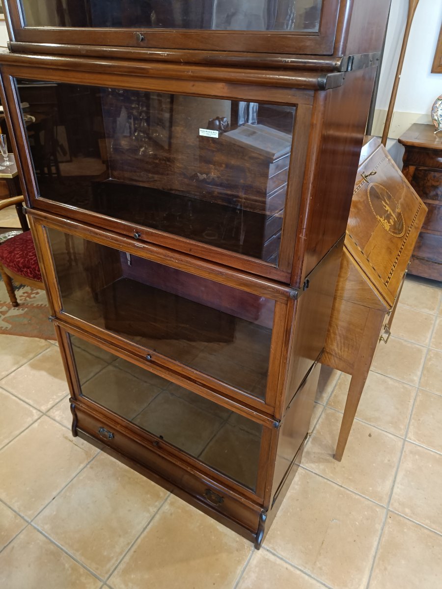 Wernicke Waterfall Large Globe Bookcase In Mahogany, With 6 Glass-fronted Cabinets And One Drawer-photo-3