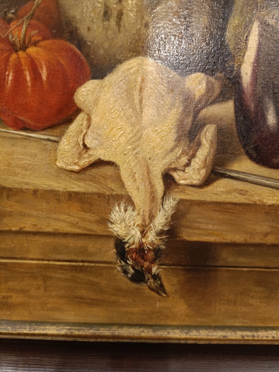 19th-century Oil On Cardboard, Still Life-photo-3