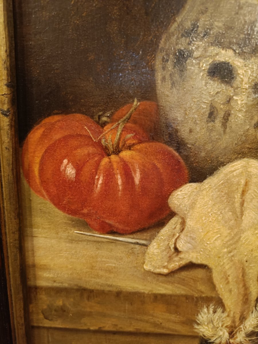 19th-century Oil On Cardboard, Still Life-photo-4