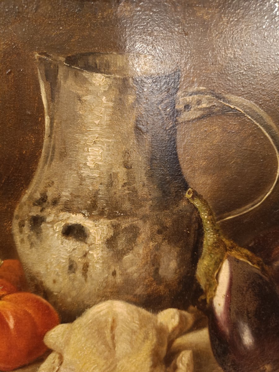 19th-century Oil On Cardboard, Still Life-photo-1