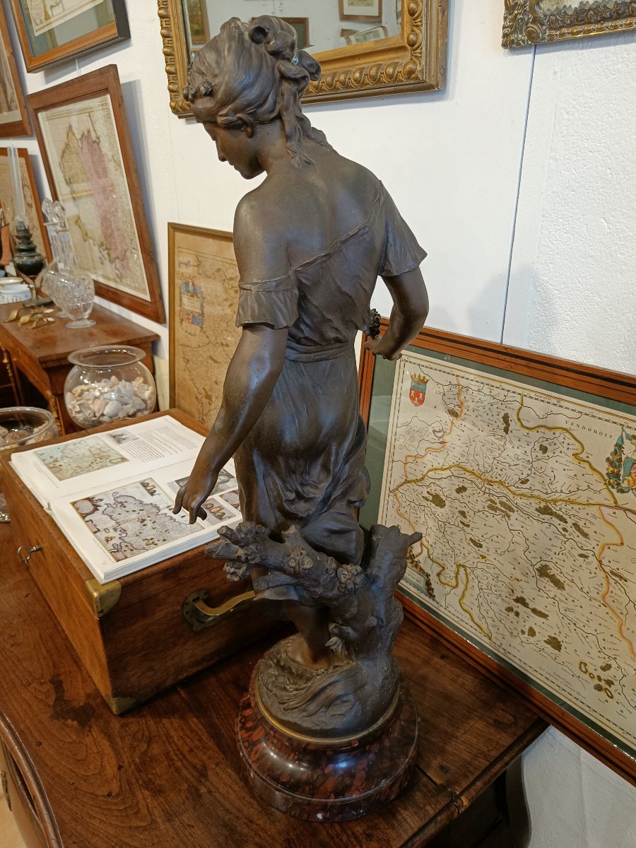 Grande statue en régule, Allégorie féminine d'Auguste Moreau-photo-6