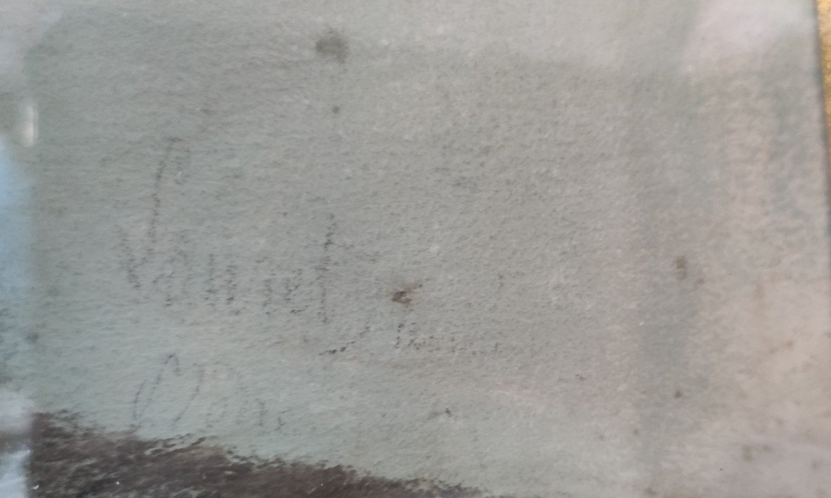 Pastel, Officier De Marine En Uniforme Avec Son Chien signé Lauret Emmanuel-photo-3