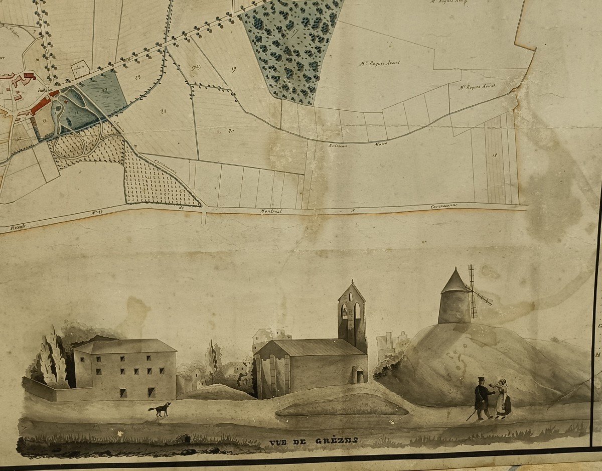 Plan Du Village Et Château De Grèzes Carcassonne 1845-photo-2