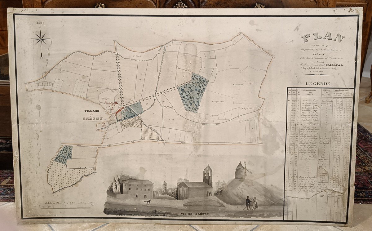 Plan Du Village Et Château De Grèzes Carcassonne 1845