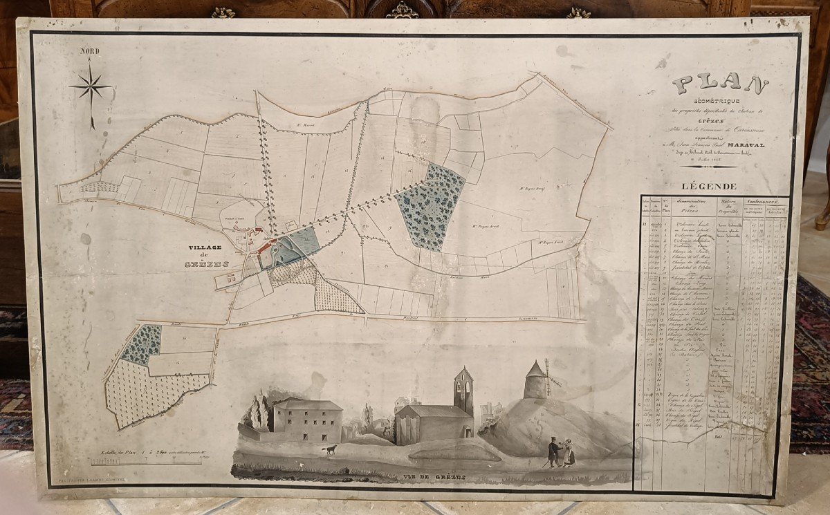 Plan Of The Village And Castle Of Grèzes Carcassonne 1845