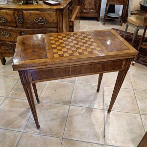 Table à Jeux Louis XVI En Marqueterie 