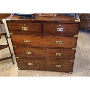 Officer's Commode, So-called Marine Commode In Mahogany