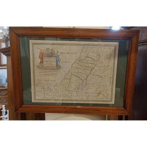 Framed Map, 18th Century Watercolor Of The Holy Land, Israel, Palestine