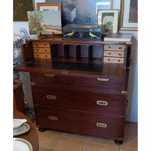 Commode Secrétaire d'Officier, Dite De Marine Fin 19eme En Acajou 
