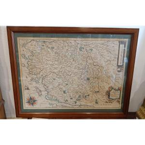 Carte encadrée du Poitou, Saintonge, Angoulmois et Aulnix du 17ème de Tassin 