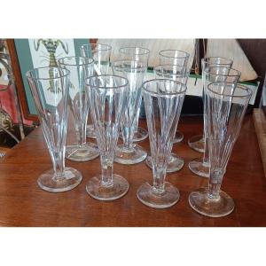 12 19th Century Directoire Champagne Flutes