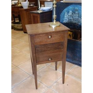19th Century Directoire Bedside Table With Oak Curtains