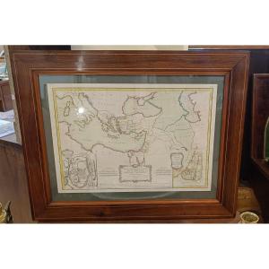 18th Century Framed Map Of New Testament Regions, Jerusalem, Holy Land, Greece, Orient 