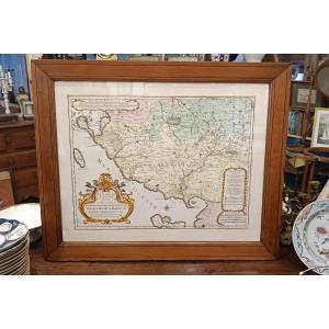 17th Century Watercolored And Framed Map Of The Bishopric Of Luçon, Vendée 