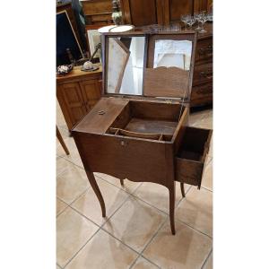 Petite Table d'entre deux 19ème, Louis XV en chêne, Coiffeuse, Travailleuse, Ecritoire