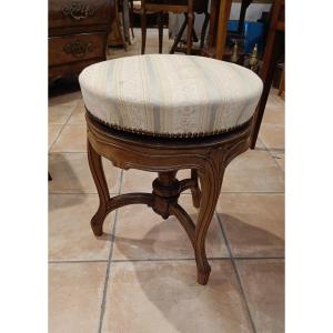 Tabouret de Piano 19ème de style Louis XV en noyer
