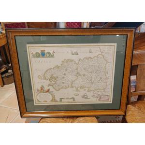 Framed 17th Century Map Of Brittany, Hondius