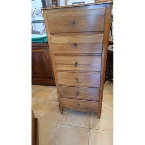 Chiffonnier Louis XV, 19ème en noyer massif