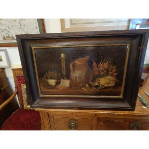 Huile sur bois 19ème, Nature Morte