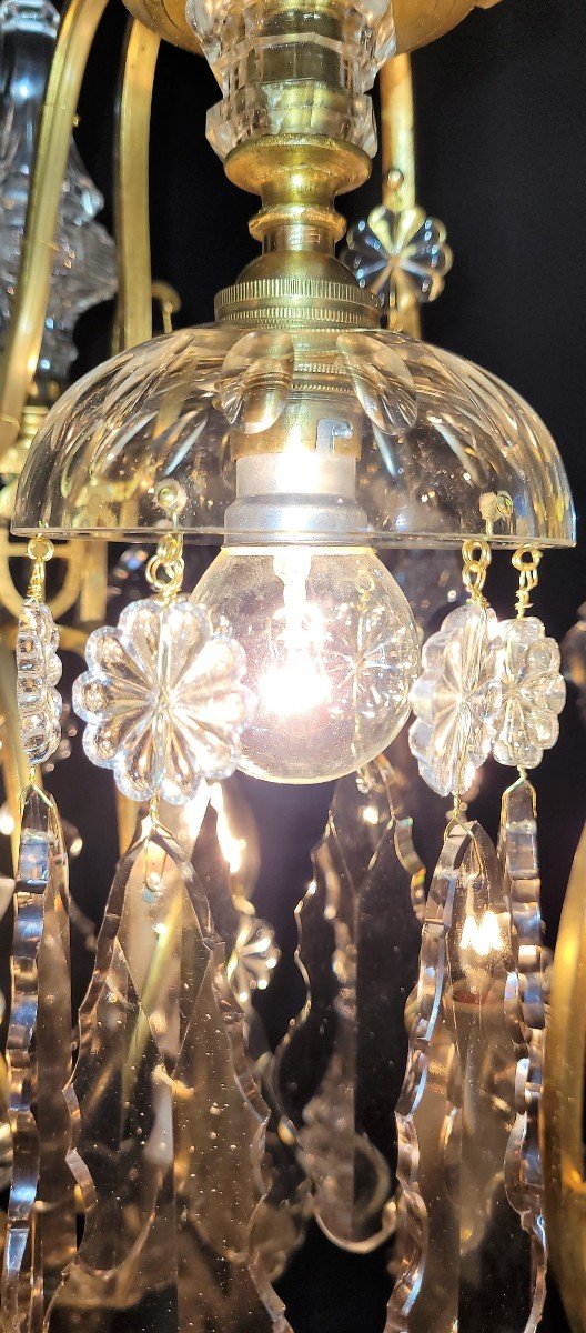 French Chandelier With 9 Light Points And 13 Old Pinnacles.-photo-5