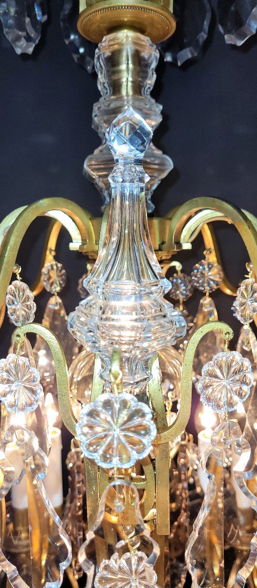 French Chandelier With 9 Light Points And 13 Old Pinnacles.-photo-7