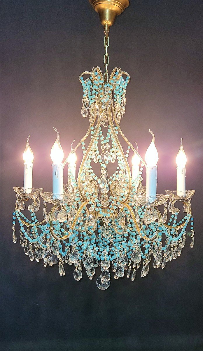 Proantic: Lustre Italien à 6 Points Lumineux.