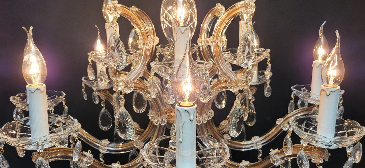 Proantic: lustre Maria-theresia Restauré à 12 Points Lumineux.