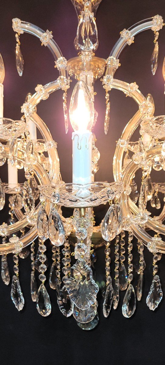 Proantic: Magnifique Lustre Maria-theresia à 12 Points Lumineux.
