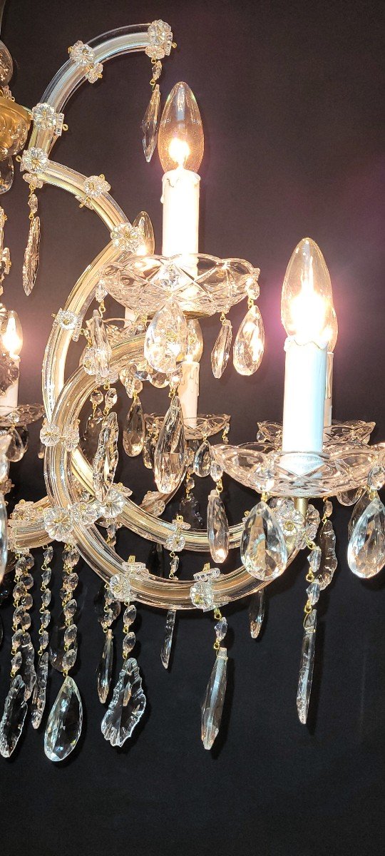 Proantic: Magnifique Lustre Maria-theresia à 12 Points Lumineux.