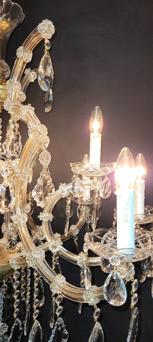 Proantic: Magnifique Lustre Maria-theresia à 12 Points Lumineux.