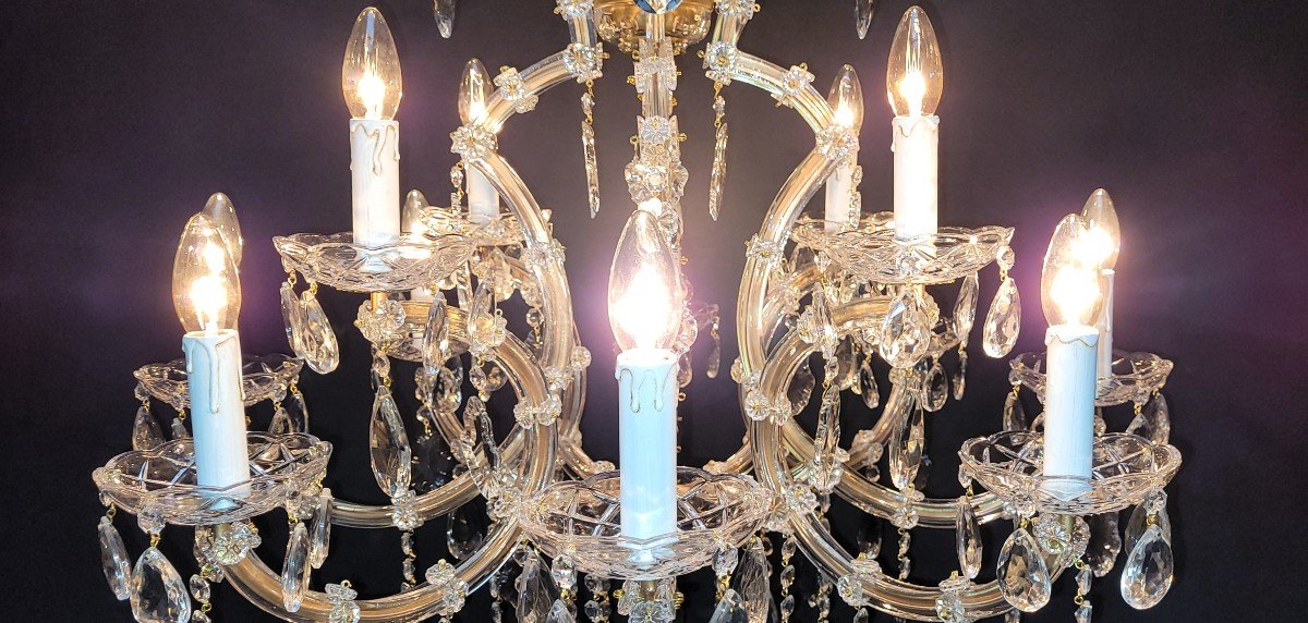 Proantic: Magnifique Lustre Maria-theresia à 12 Points Lumineux.