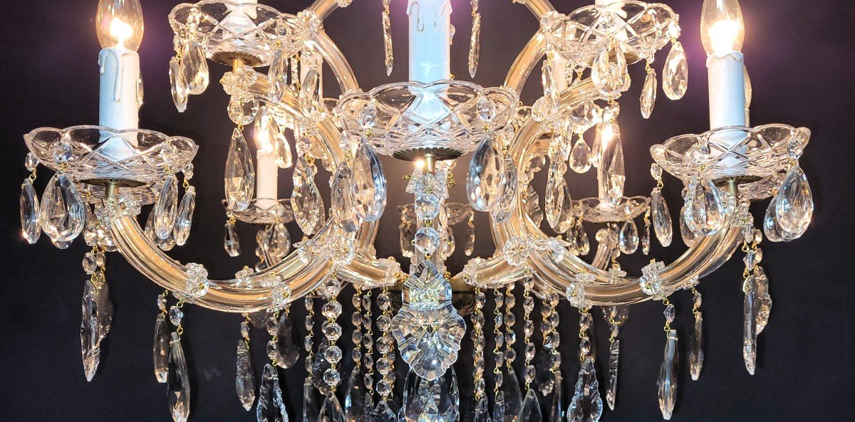 Proantic: Magnifique Lustre Maria-theresia à 12 Points Lumineux.