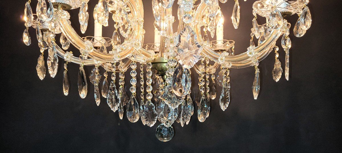 Proantic: Magnifique Lustre Maria-theresia à 12 Points Lumineux.