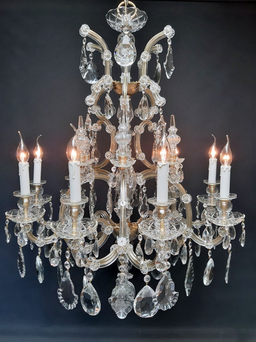 Proantic: Lustre Maria Theresia à 12 Points Lumineux, Bronze