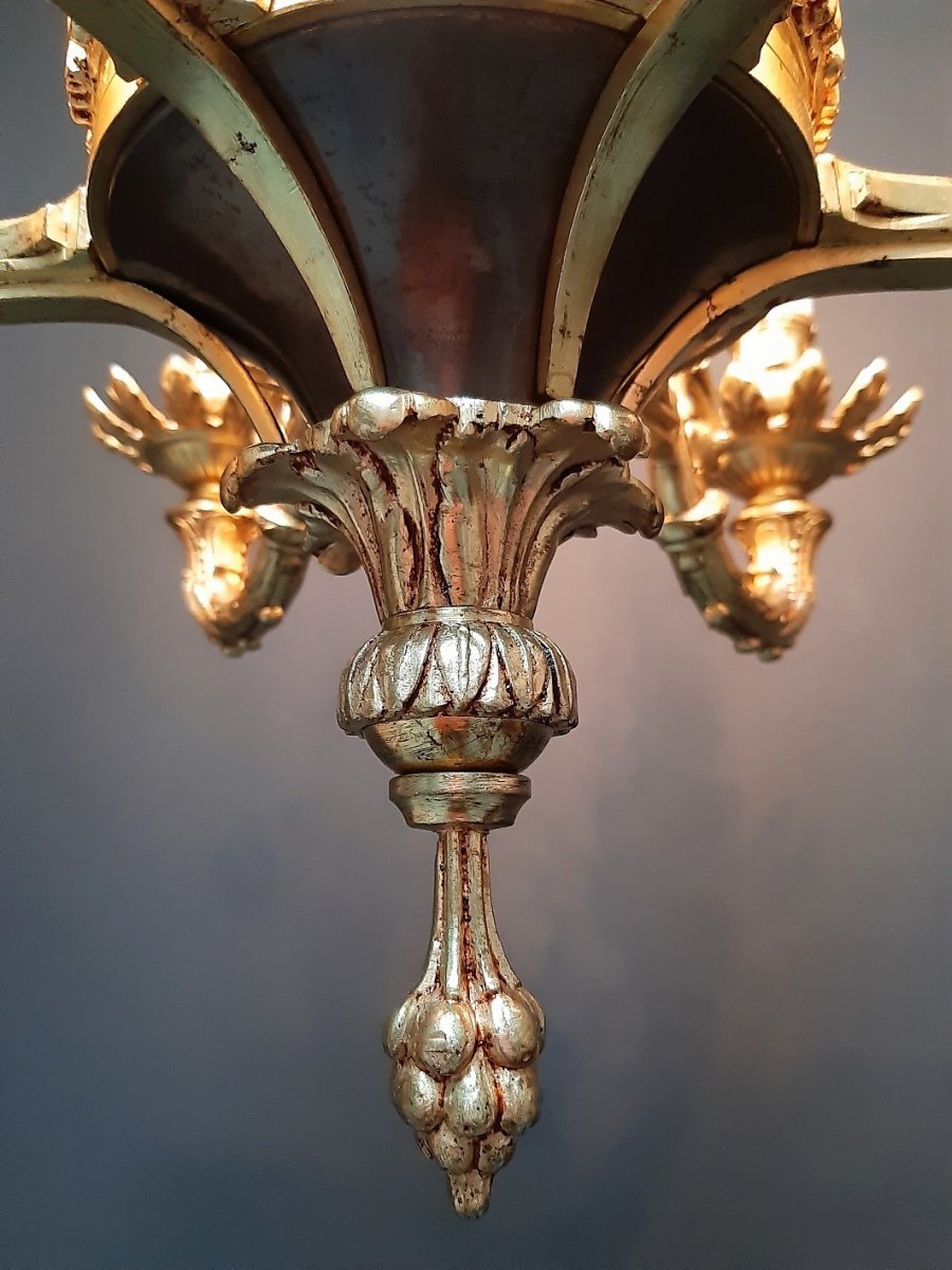 Lustre En Bronze De Style Empire, 6 Lampes-photo-1