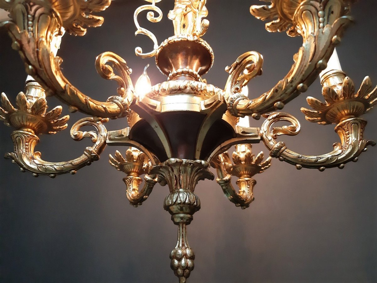 Lustre En Bronze De Style Empire, 6 Lampes-photo-2