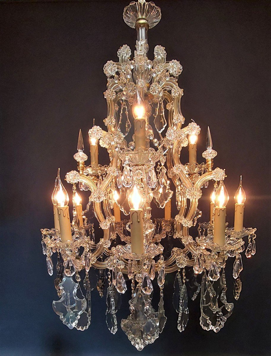 Proantic: Lustre Maria-theresia à 12 Points Lumineux, Bronze