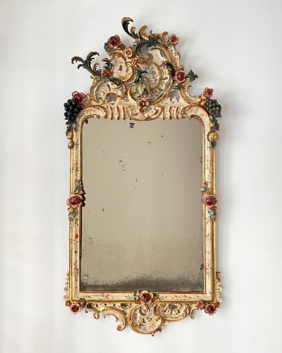 Richly Carved German Rococo Mirror.
