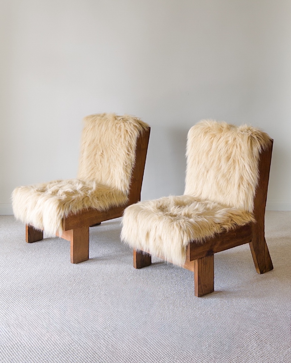 Pair Of Brutalist Slipper Chairs