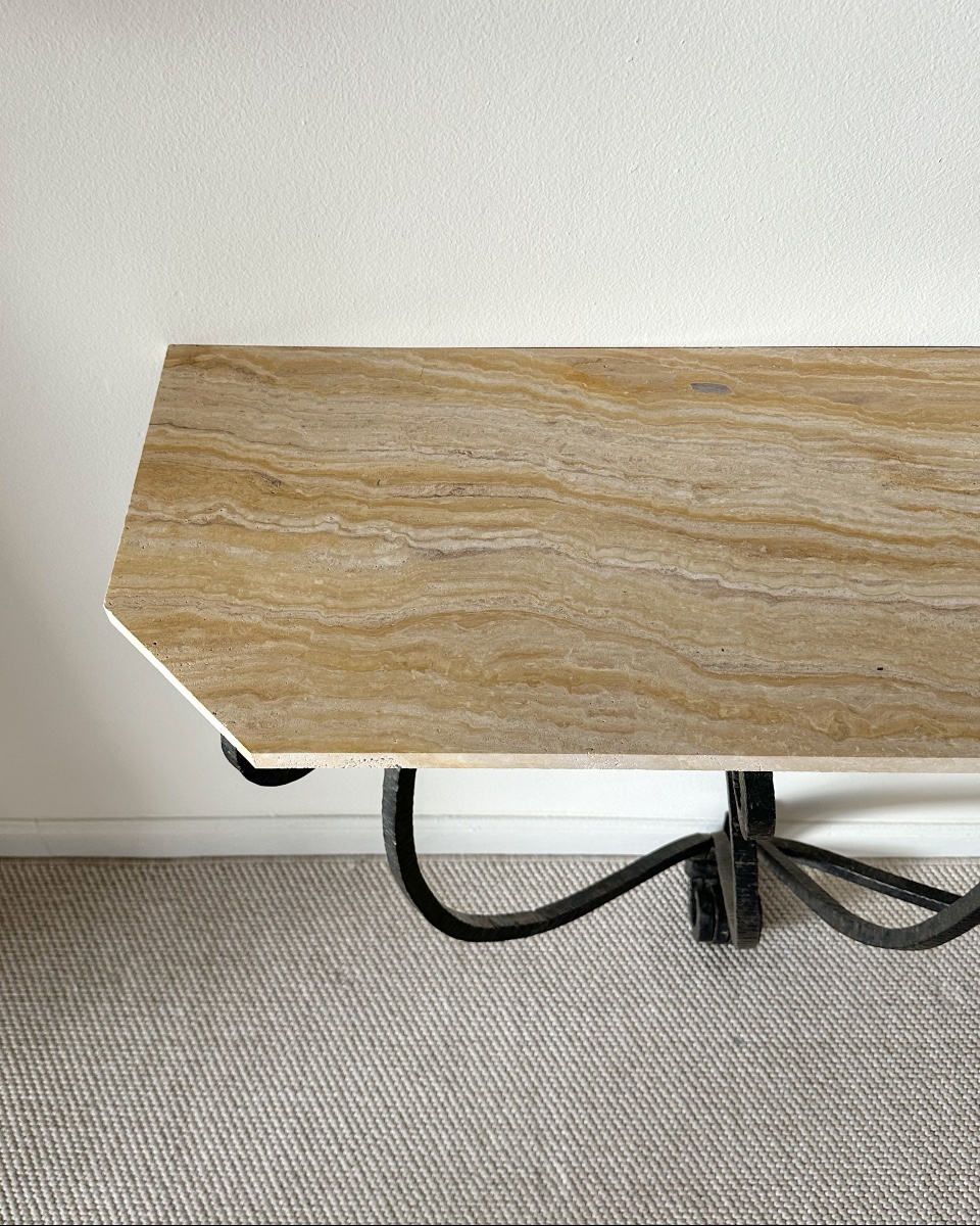 Art Deco Wrought Iron Console Table-photo-4