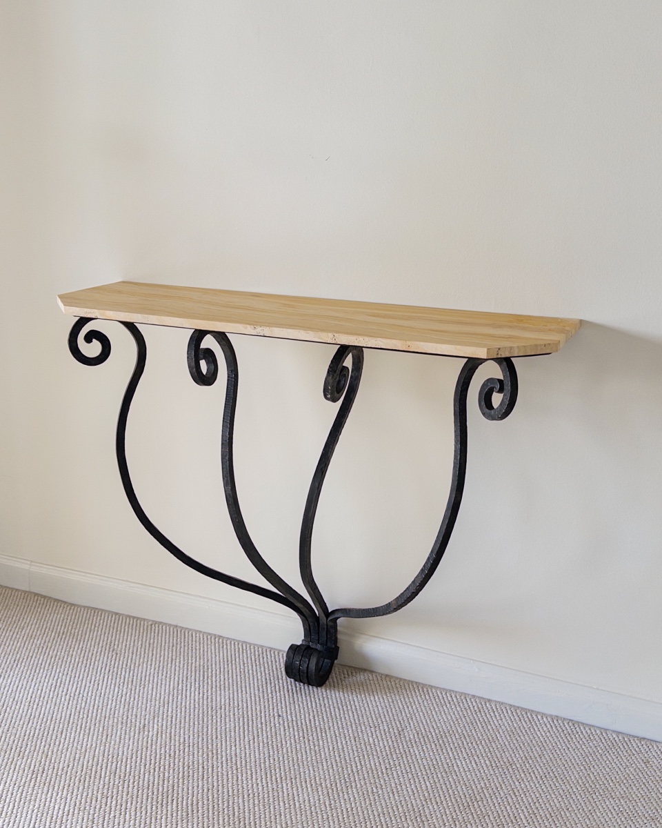 Art Deco Wrought Iron Console Table