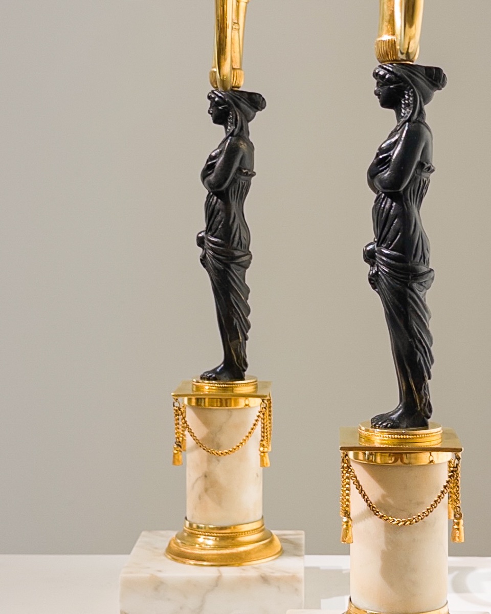 Paire de candélabres de style Gustavien.-photo-4
