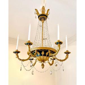 Viennese Empire Style Six Arm Chandelier.