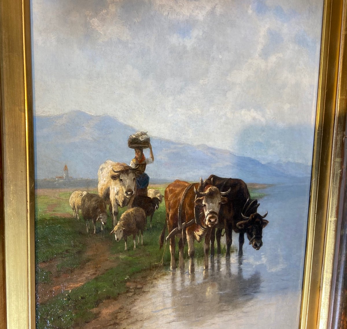 Christian Friedrich Mali (1832 Darthuizen/utrecht - 1906 München) Signed "cattle Herd"-photo-2