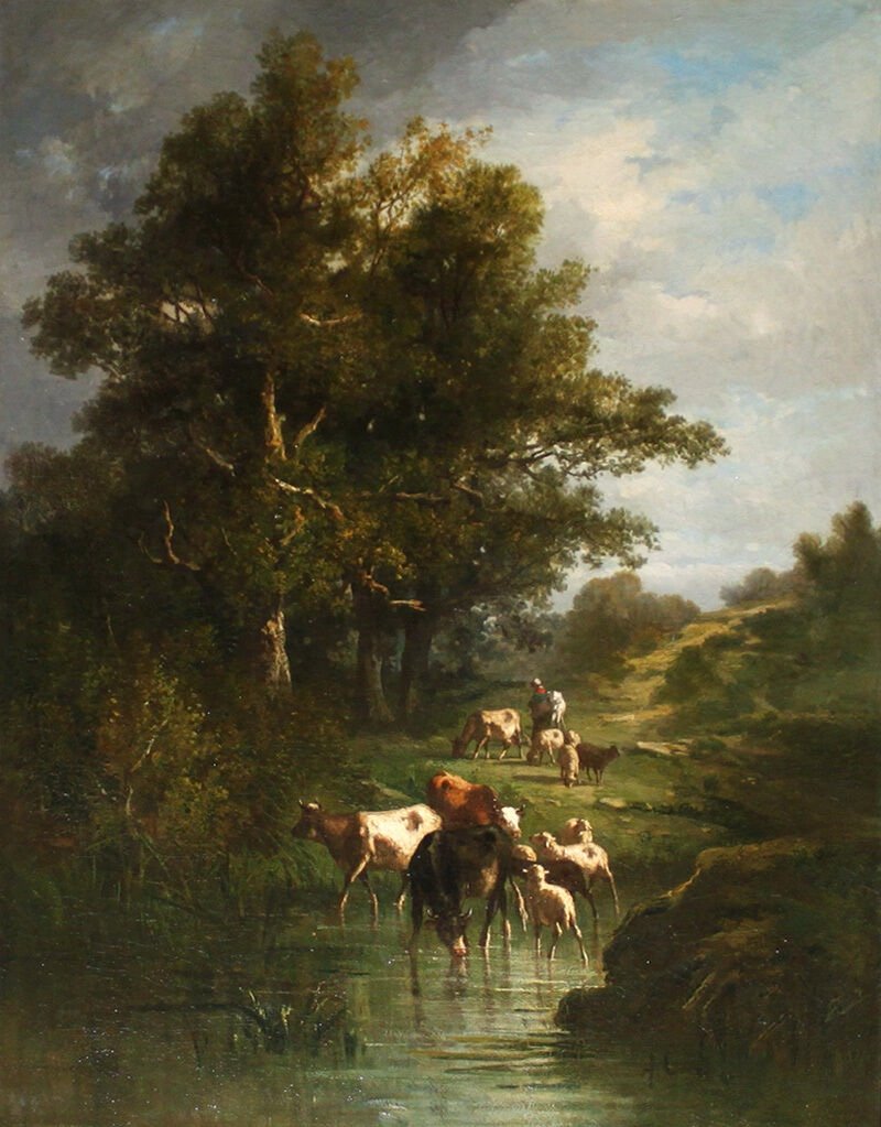 Cortes, André 1815 - 1880 Barbizon Peintre «paysage Aux Animaux» SignÉ-photo-3