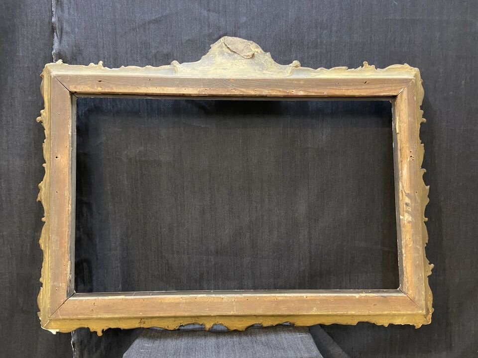 Old Frame Around 1850, With Real Gold, Baroque Style-photo-4